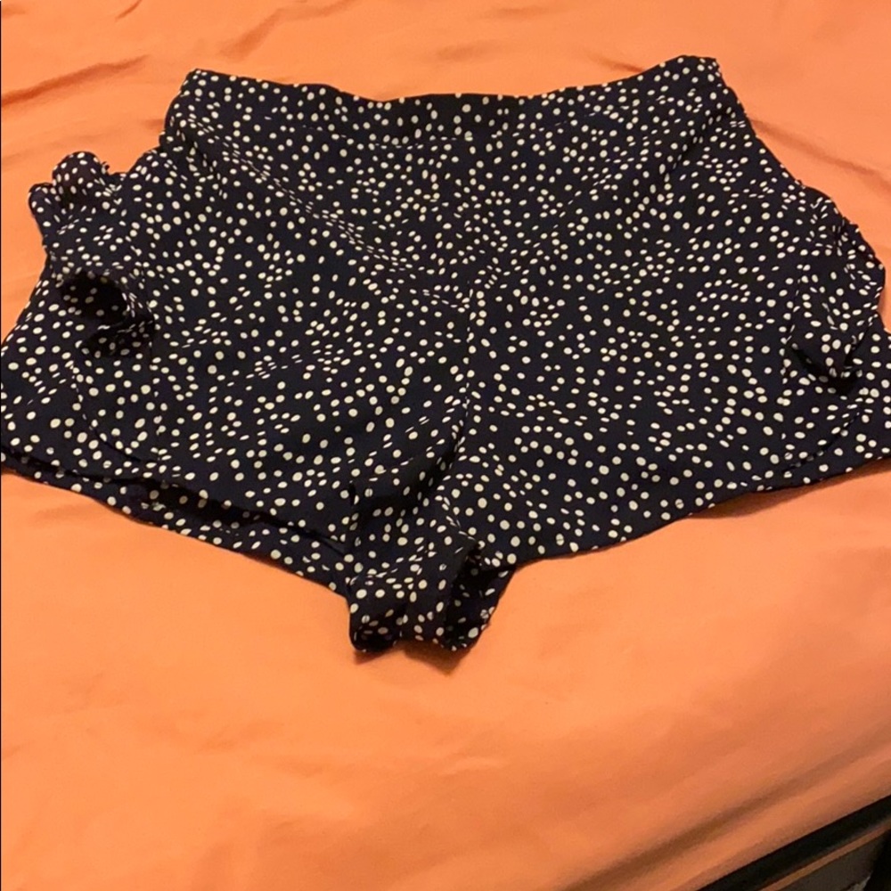 Ruffled Navy Polkadot shorts